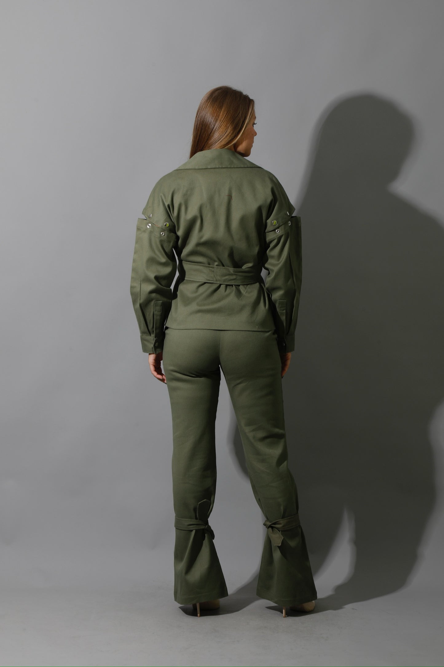 Co-Ord Detached Sleeves Jacket - Olive