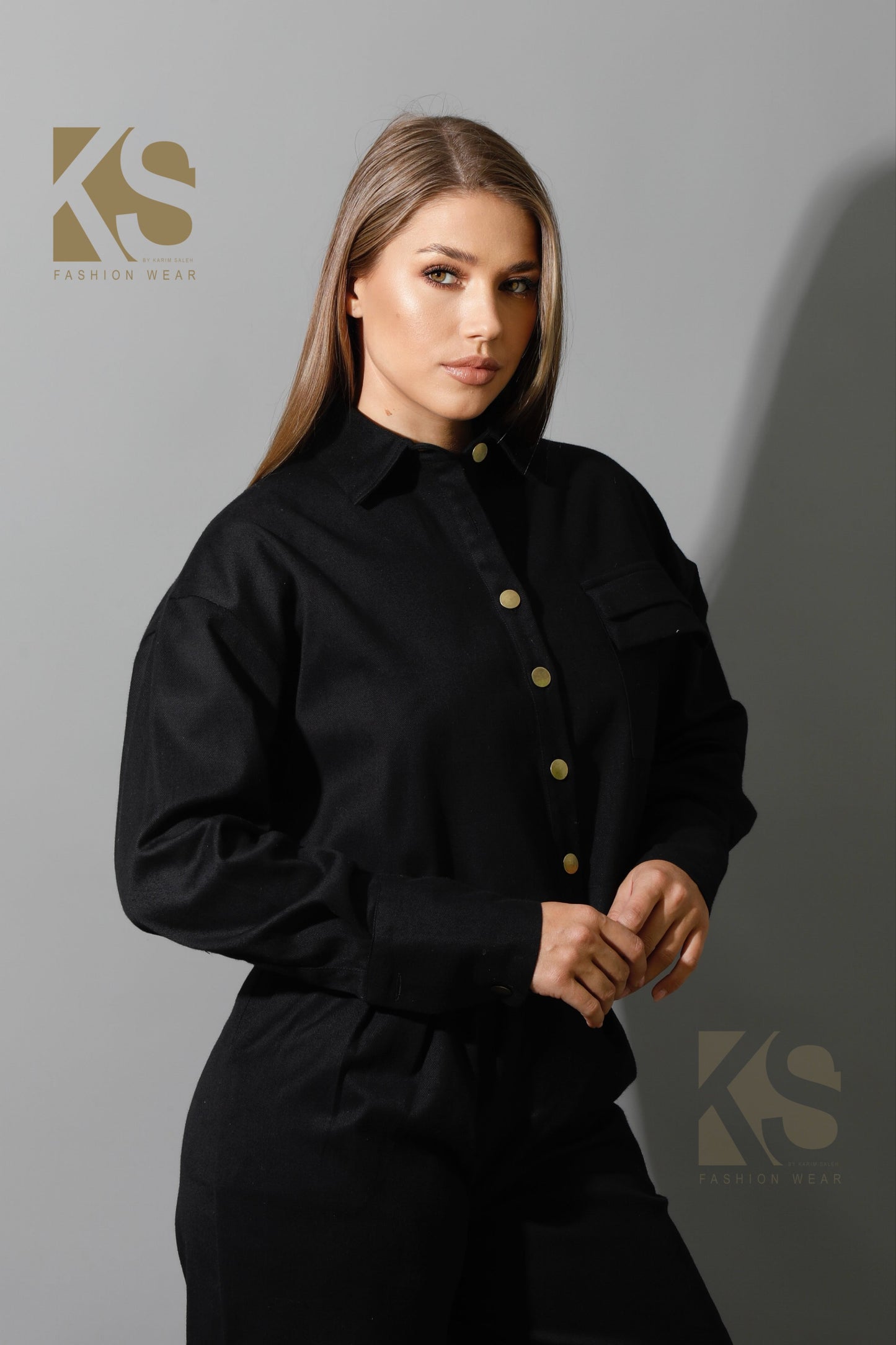 Co-ord Cropped Shirt - Black