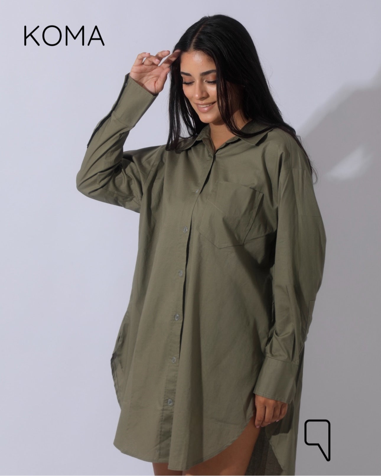 Oversized Shirt Dress - Olive
