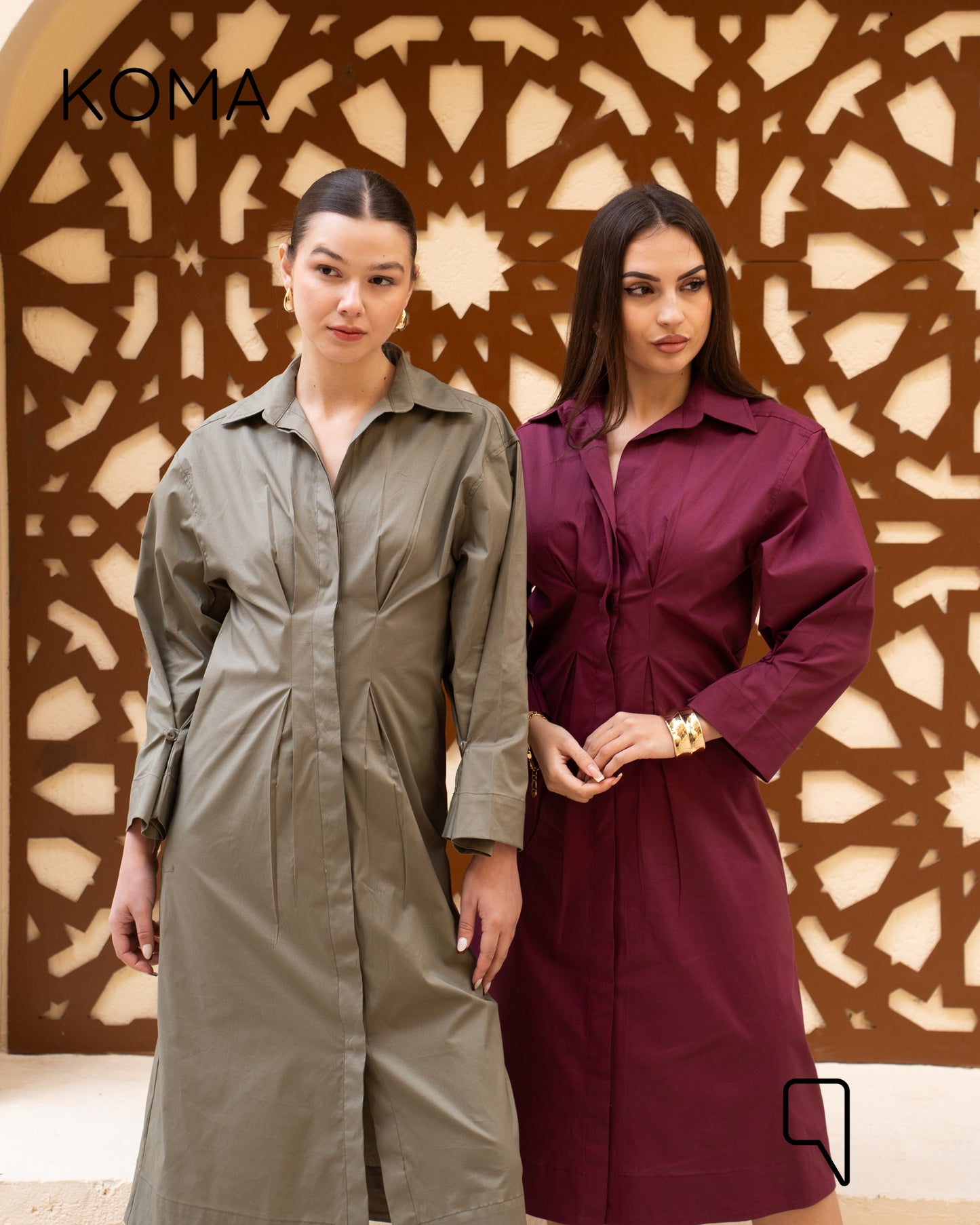 Abigail Midi pleated Shirt Dress - Olive