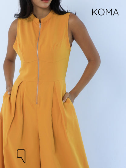 Olivia Sleeveless Wide Leg Jumpsuit - Mustard