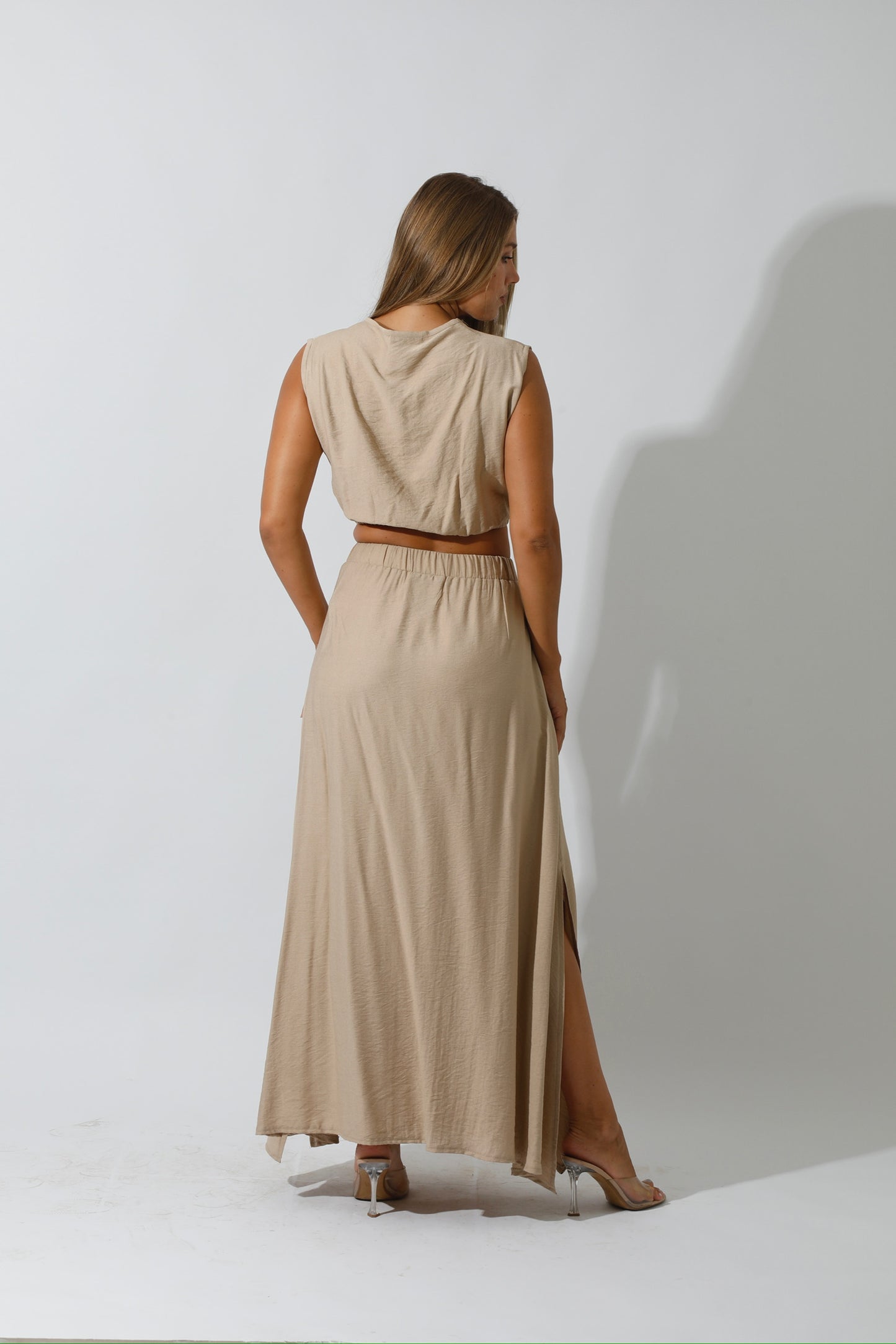 Co-Ord Crop Top - Beige