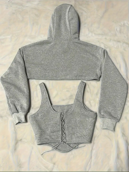 Naomi Sweatshirt Hoodie Set - Gray