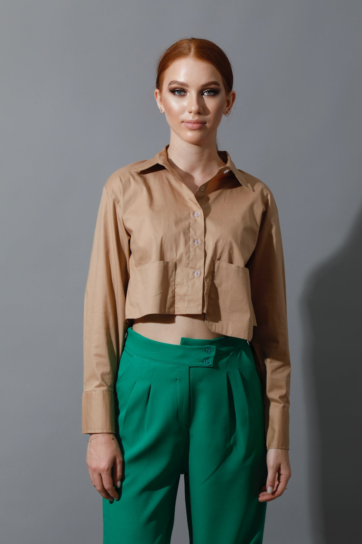 Cropped Shirt - Beige