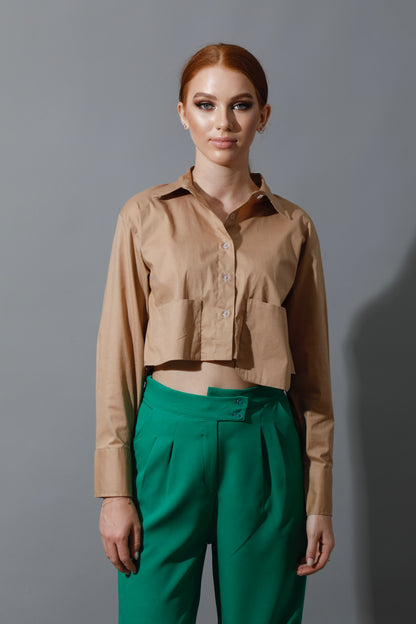 Cropped Shirt - Beige