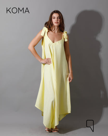 Tied Up Lose Jumpsuit - Dusty Yellow