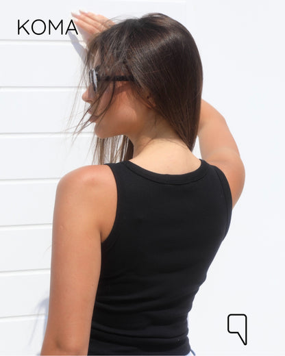 iva Basic Crop Tank Top  - Black