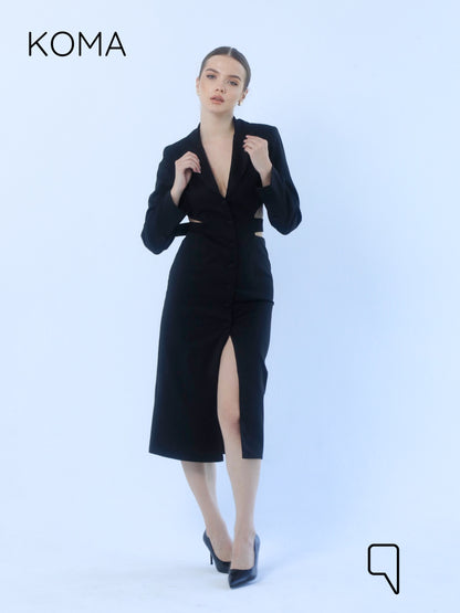 Marina Mid-Length Blazer Dress - Black