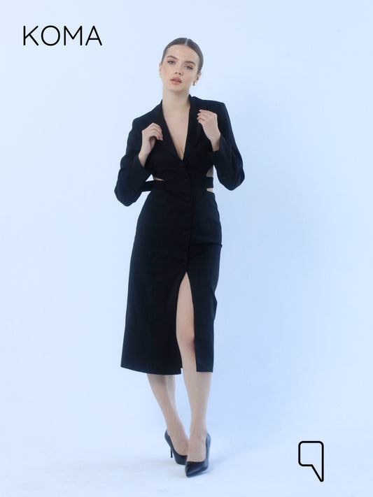 Marina Mid-Length Blazer Dress - Black