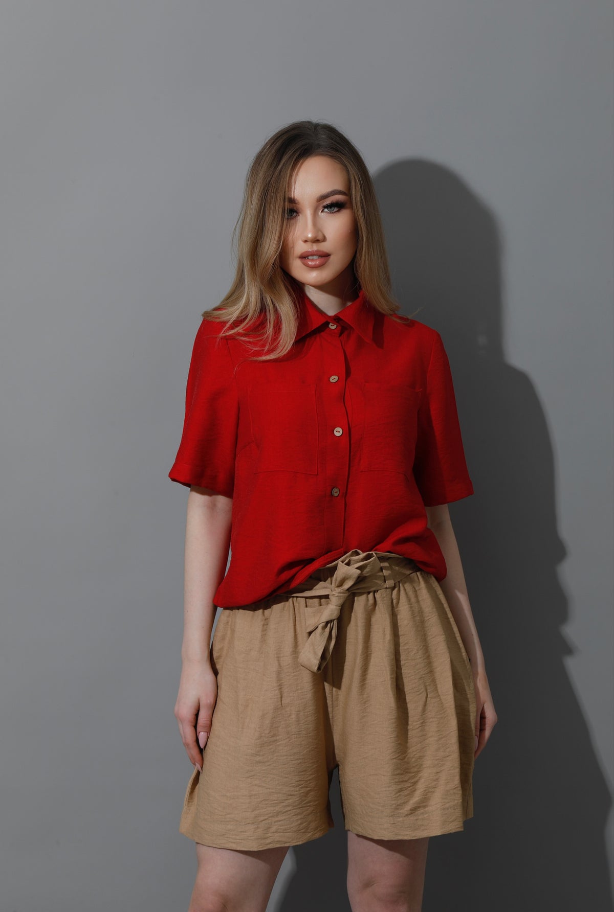 Shorts With Belts - Beige