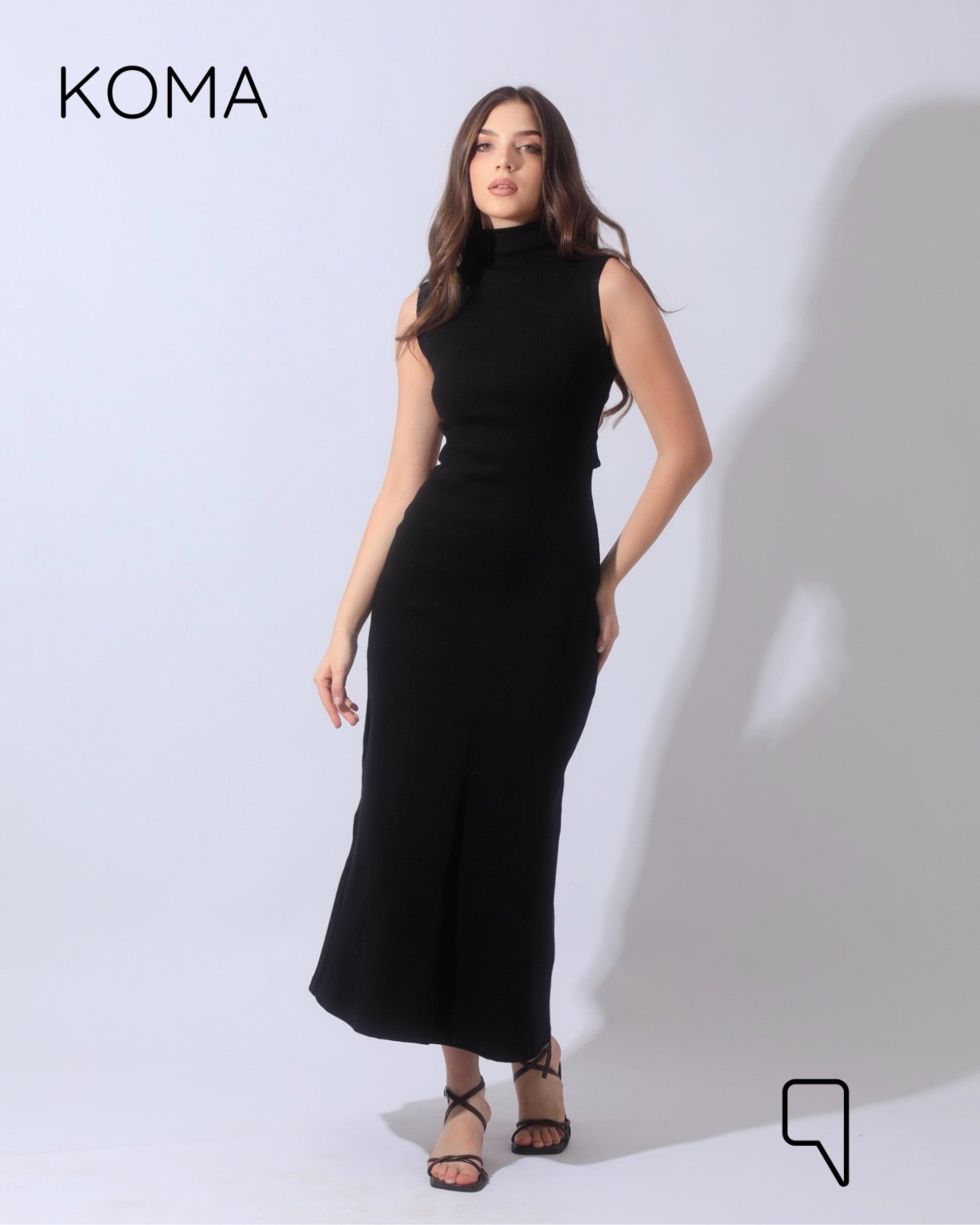 Naomi Halter Neck Midi Sleeveless Dress - Black