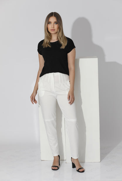 High Waist Trousers - White