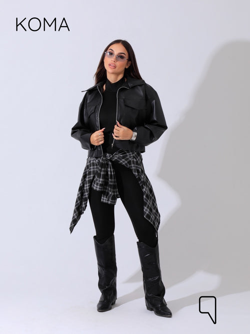 Leather Buckle Jacket - Black