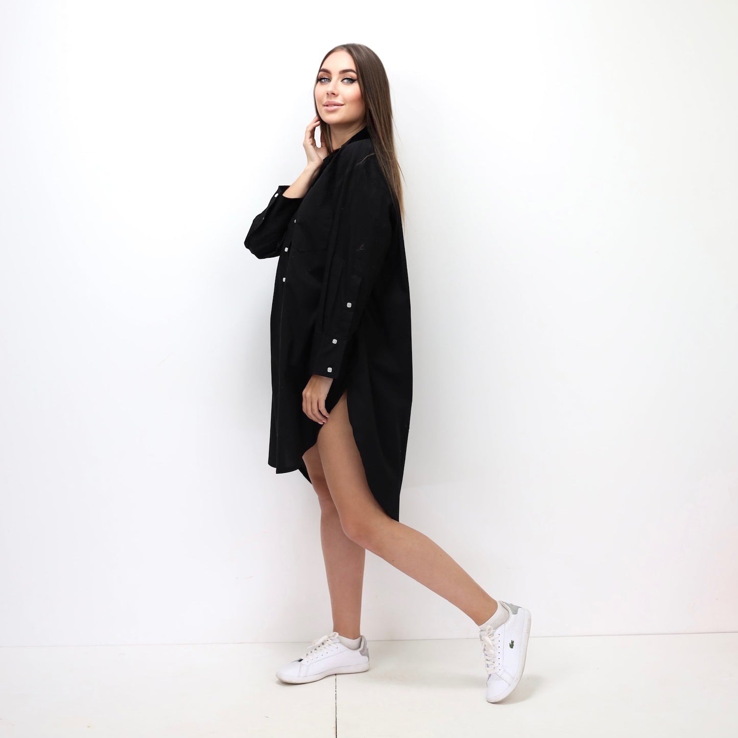 Oversized Shirt Dress - Black