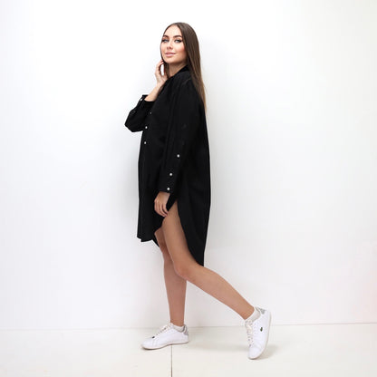 Oversized Shirt Dress - Black