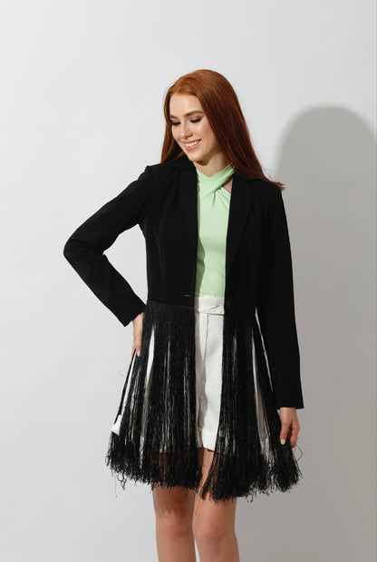 Fringed Blazer - Black