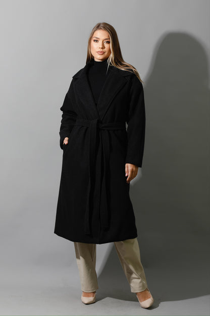 Oversized Wrapped Coat - Black