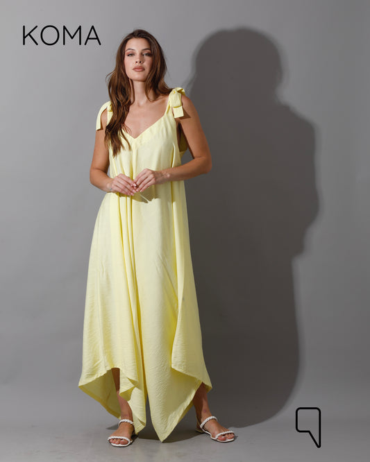 Tied Up Lose Jumpsuit - Dusty Yellow