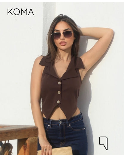 Beccy Backless Formal Vest - Brown