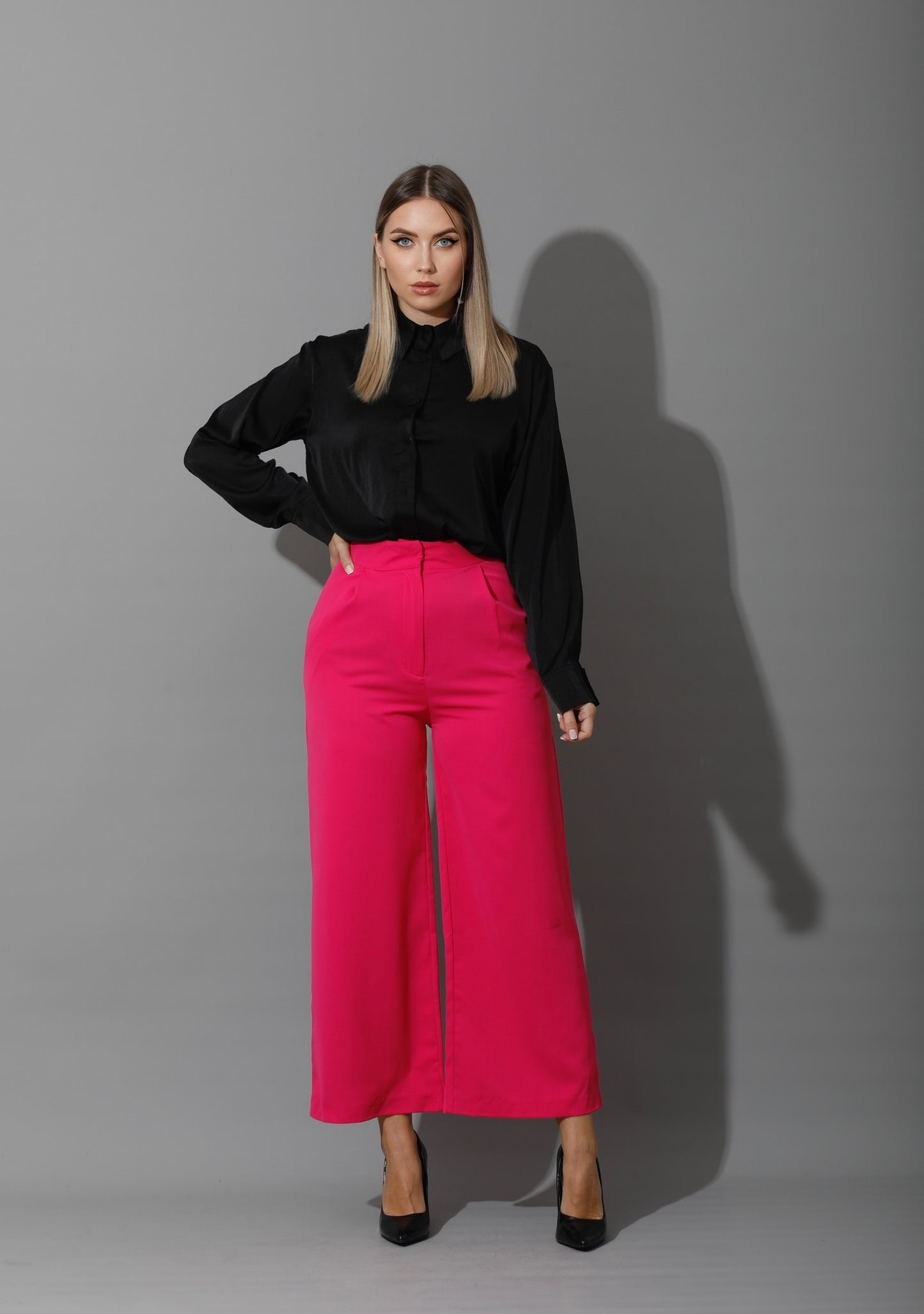 Wide Leg Trousers - Barbie Pink