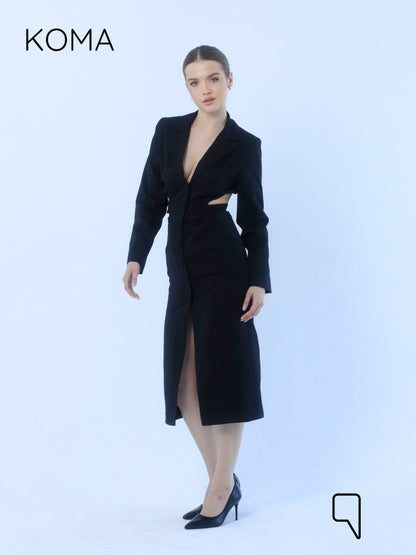 Marina Mid-Length Blazer Dress - Black