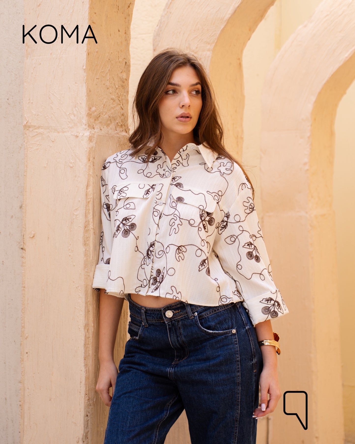 Paloma Textured Embroidered Blend Shirt - Brown