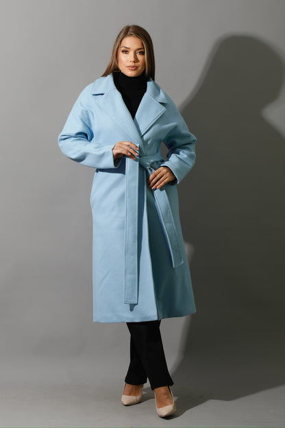 Oversized Wrapped Coat - Babe Blue
