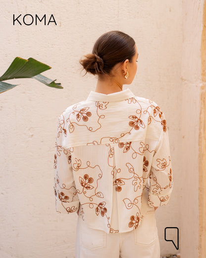 Paloma Textured Embroidered Blend Shirt - Camel