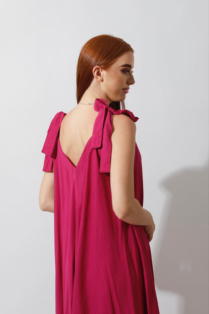 Tied Up Lose Jumpsuit - Barbie Pink