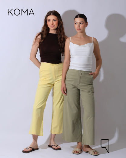 Maddelena Mini Flare Trousers - Olive