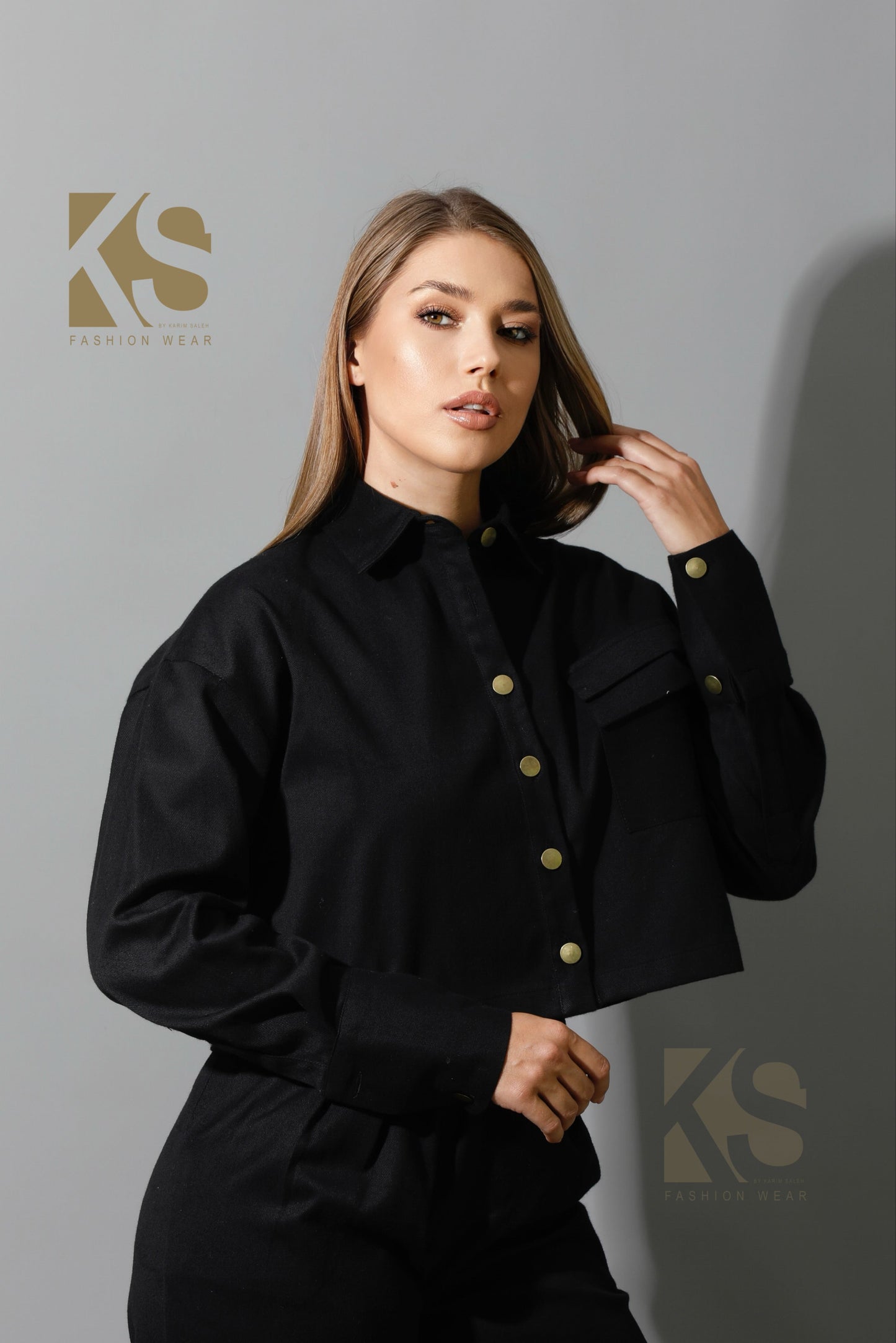 Co-ord Cropped Shirt - Black