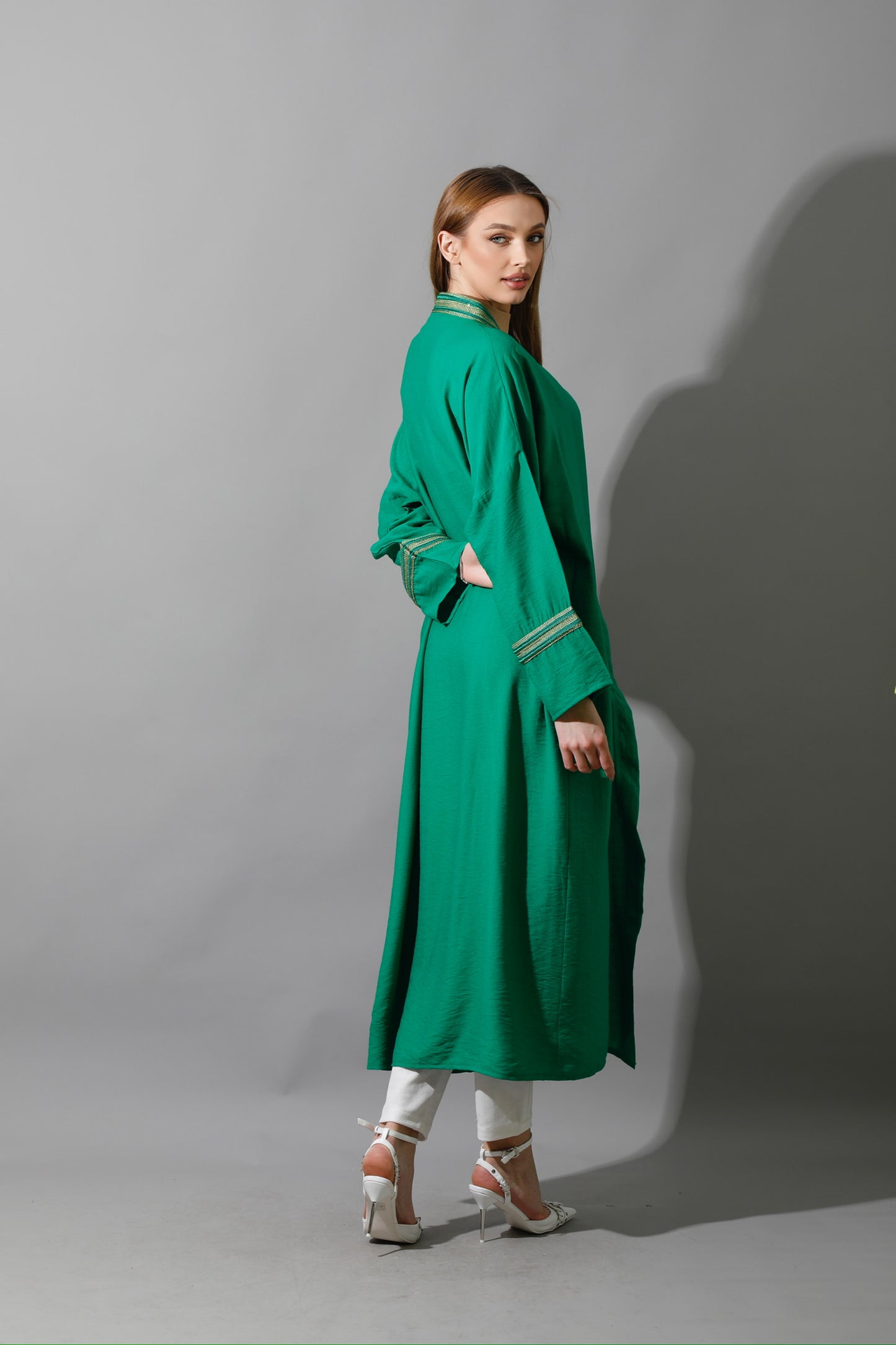 Long Kaftan - Green X Gold