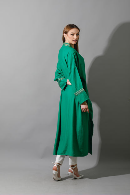 Long Kaftan - Green X Gold
