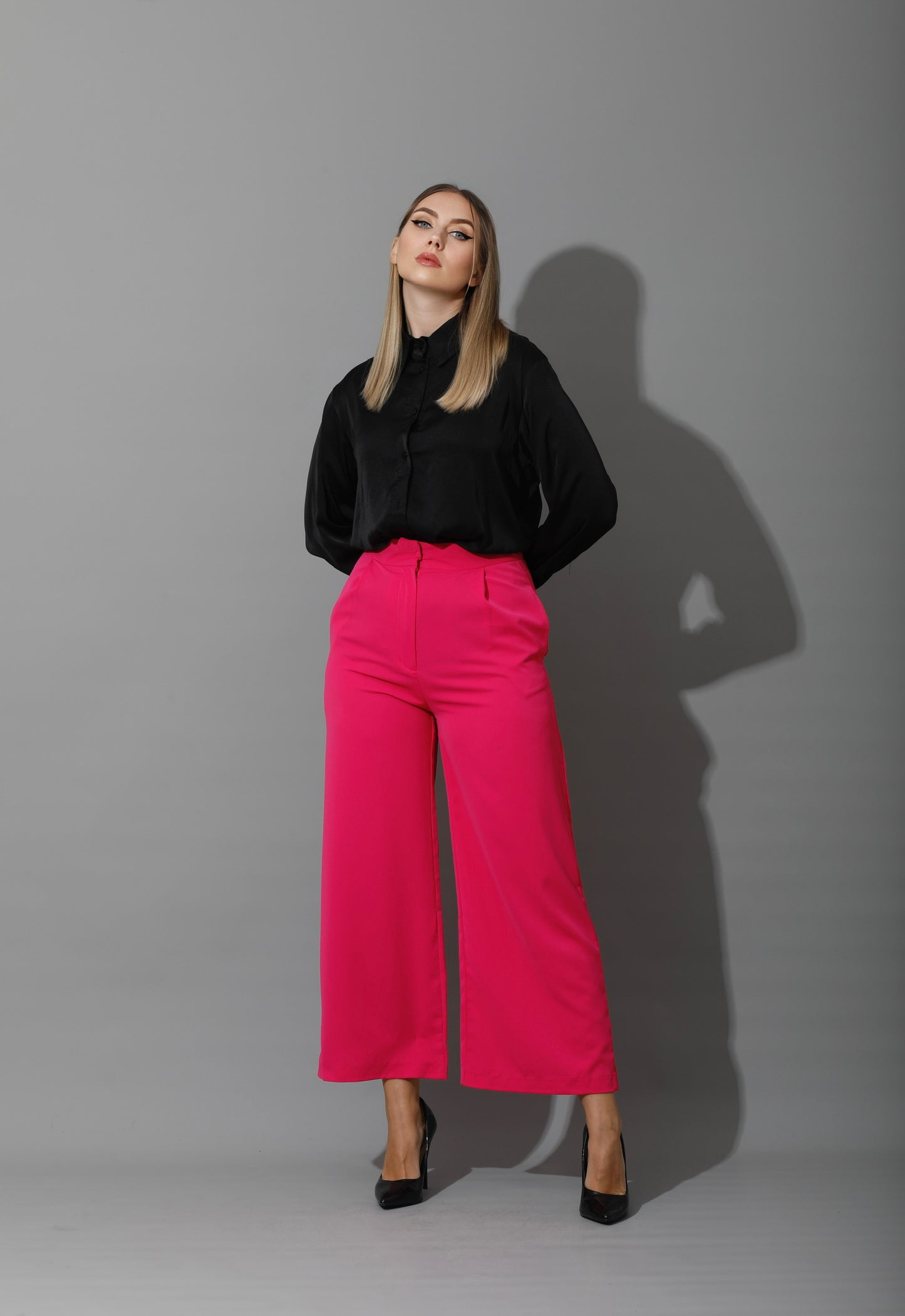 Wide Leg Trousers - Barbie Pink