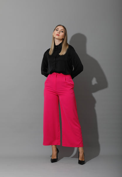 Wide Leg Trousers - Barbie Pink