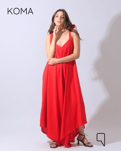 Tied Up Lose Jumpsuit - Red