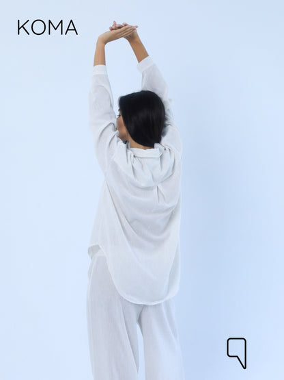 Matilda Long Sleeves Shirt & Wide Leg trousers - Striped Beige