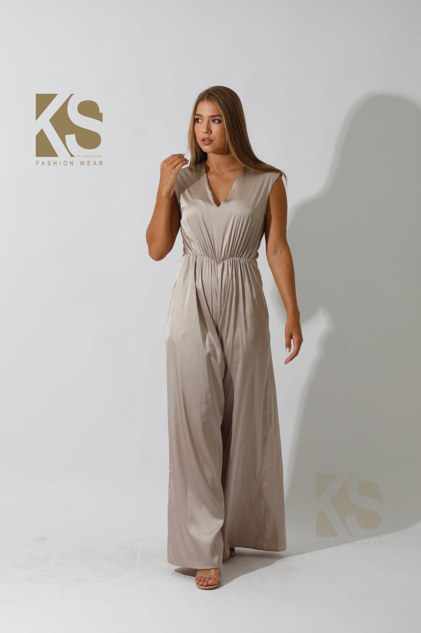 Flared Jumpsuit - Beige