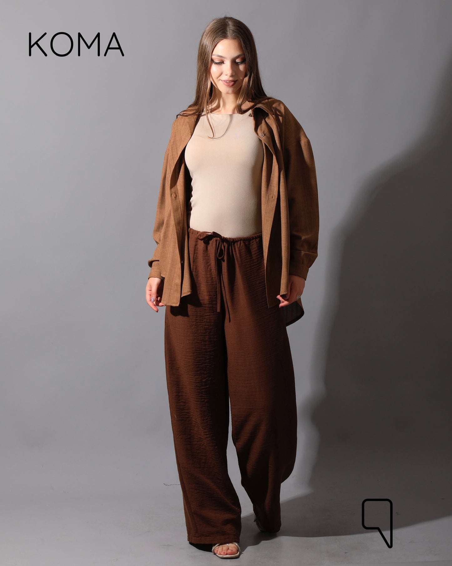 Textured Long Sleeves Shirt - Brown