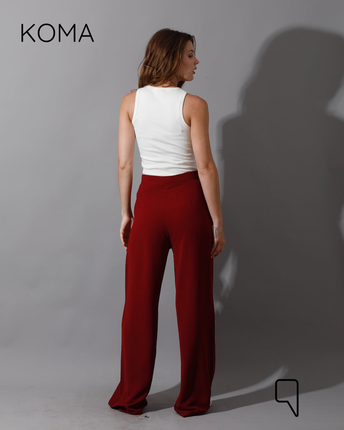 High Waist Straight Leg Trousers - Maroon