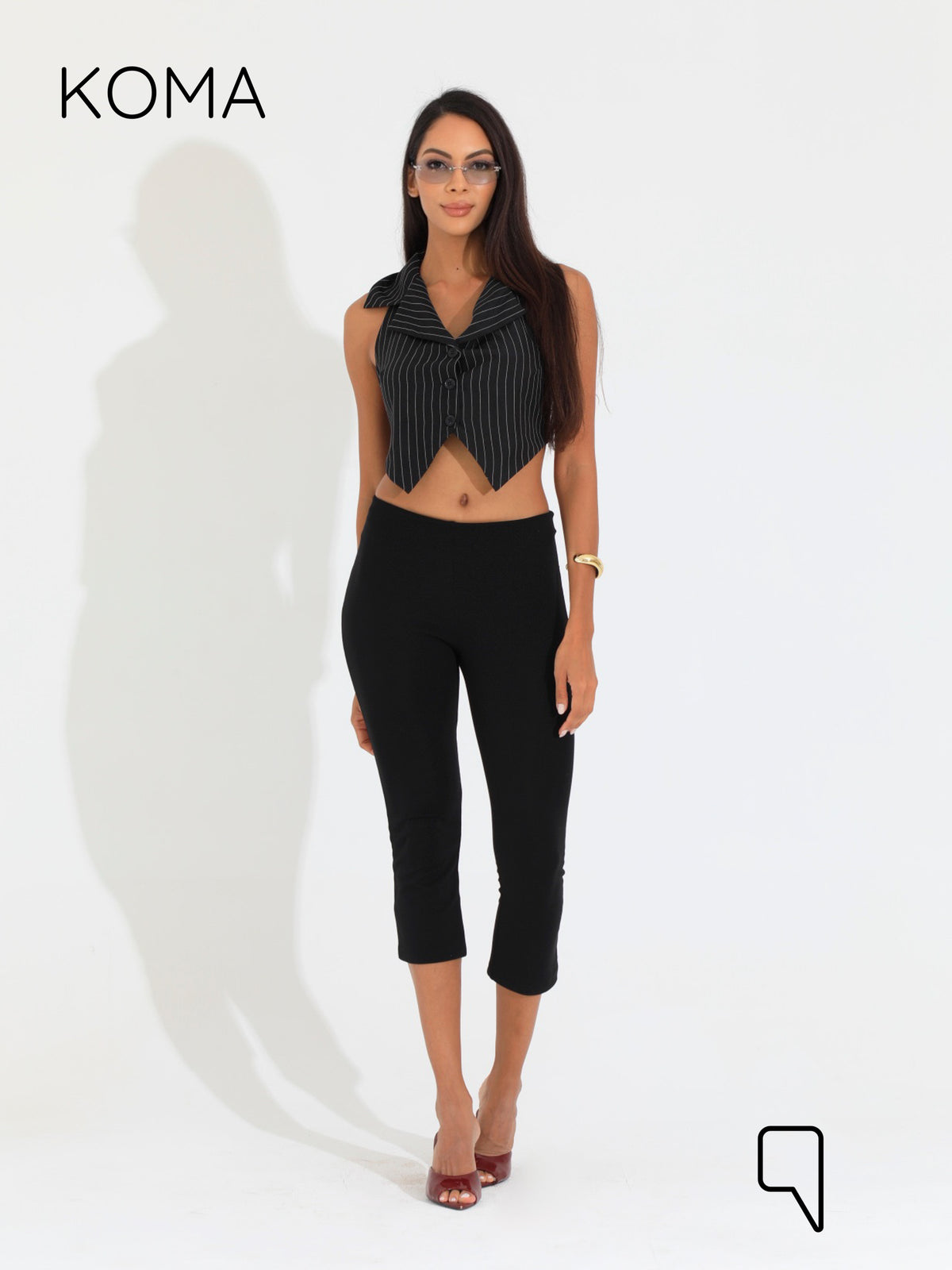 Beccy Backless Formal Vest - Stripped Black