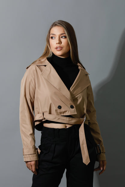 Double Breasted Trench Jacket - Beige