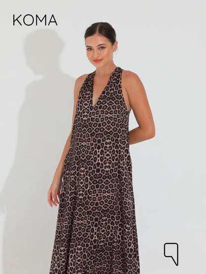 Paulina V Neck Maxi Dress - Multicolored Tiger