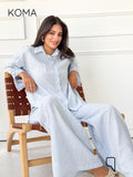 Matilda Long Sleeves Shirt - Striped Blue