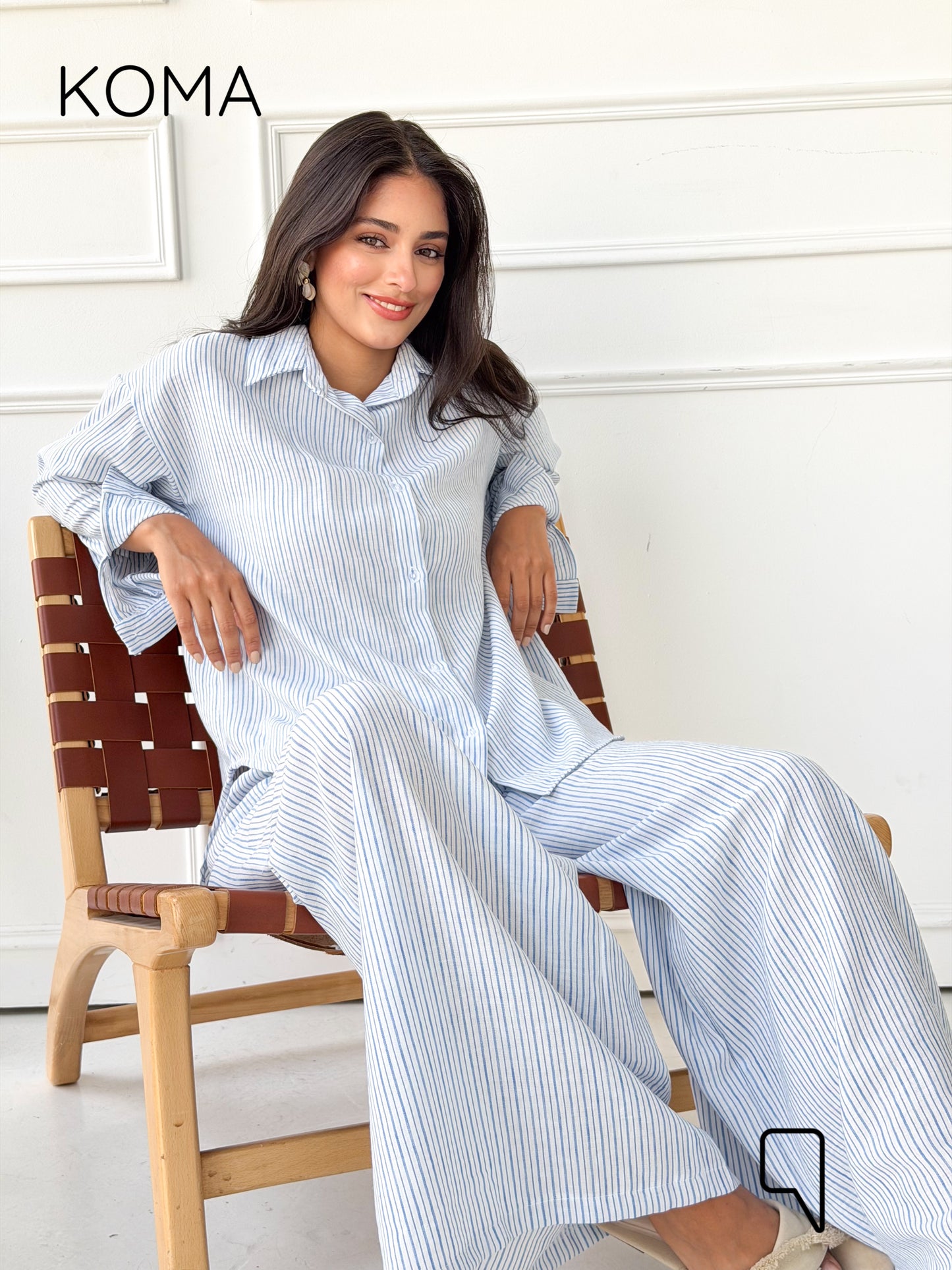 Matilda Long Sleeves Shirt - Striped Blue