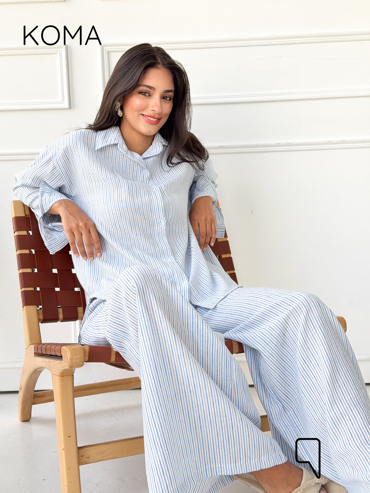 Matilda Long Sleeves Shirt - Striped Blue