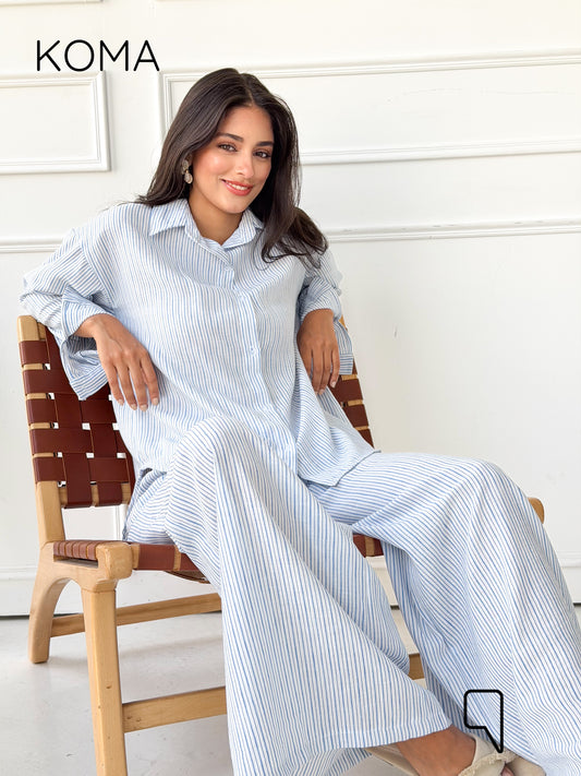 Matilda Long Sleeves Shirt - Striped Blue