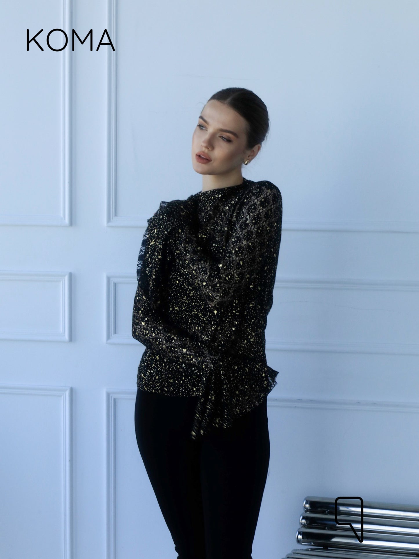 Chiara Dentil Blouse - Black Gold