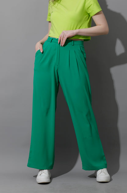 Straight Fit Trousers - Green