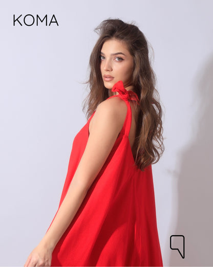 Tied Up Lose Jumpsuit - Red